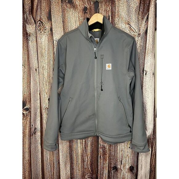 Carhartt Soft Shell Work Jacket Crowley 101199 022 Men's Small Full Zip Gray - Picture 1 of 3
